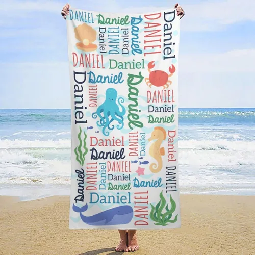 Miniatura 13 de Toallas de playa personalizadas para niños y adultos, regalos personalizados con nombre, toalla de playa de microfibra de gran tamaño de secado