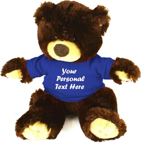Miniatura 10 de Plushland Oso de peluche Noah de chocolate de 12 pulgadas, regalo personalizado, texto personalizado en la camisa, gran regalo para el día