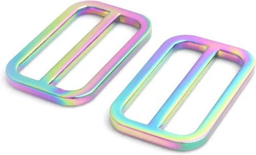 Miniatura 4 de Ganchos giratorios de metal arcoíris con anillos en D arcoíris y hebillas deslizantes para bolso de arco iris Tri-Glides 1.496 in Rainbow Swivel