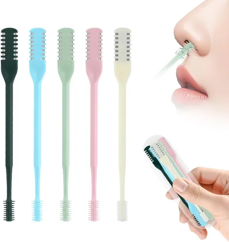 Miniatura 17 de Cortador de pelo nasal 2 en 1, recortador manual de doble cara con cepillo, cuchillo de nariz giratorio de 360° para hombres y mujeres, herramienta