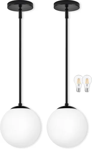 Miniatura 22 de Bagood Lámpara Colgante de Globo de 6" Dorada Lámpara Colgante de Mediados de Siglo Luces Colgantes de Globo para Isla de Cocina Acabado en Latón