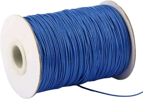Miniatura 24 de Cordón encerado de 0.039 in y 175 yardas para la fabricación de joyas, hilo de cuentas de poliéster negro para trenzar pulseras y collares, 00 negro