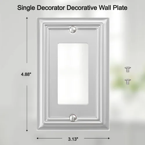 Miniatura 2 de OKAWYC Cubierta de Interruptor de Luz Decorativa Individual Adler de Metal para Pared, Paquete de 4 Níquel Cepillado 1 Gang Single Rocker