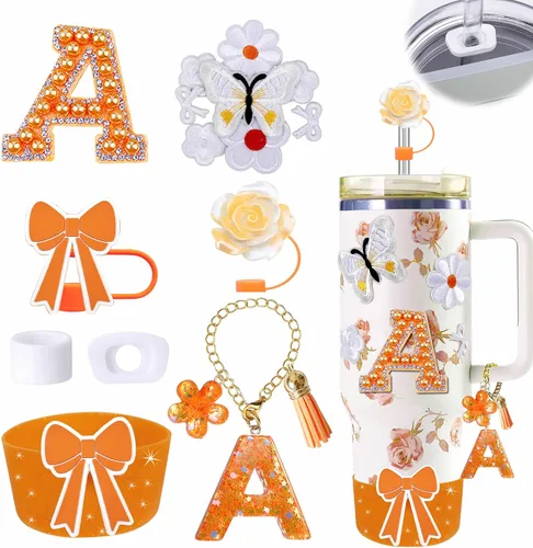 Miniatura 54 de 15 piezas de set de accesorios para vaso Stanley Cup 30oz 40oz con asa, incluye cubierta de pajita de silicona y bota, encanto de asa, encantos