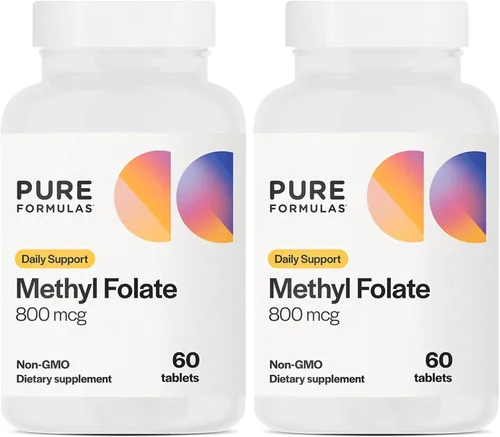 Miniatura 7 de PureFormulas Metilfolato 800 mcg - B9 activo (5-MTHF) para la salud cardiovascular, nerviosa y del estado de ánimo, tabletas vegetarianas sin OMG