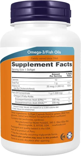 Miniatura 2 de NOW Foods Suplementos, Tri-3D Omega™, Forma Triglicérida de Aceite de Pescado Omega-3 + Vitamina D-3, Destilado Molecularmente, 90 Cápsulas de Gel
