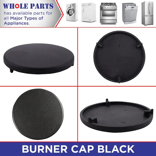 Miniatura 6 de Tapa de quemador Whole Parts mejorada (negro) N.º de pieza PA080015, repuesto y compatible con algunos electrodomésticos de cocinas de gas Viking