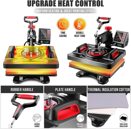 Miniatura 3 de AKEYDIY - Máquina de prensa de calor de 15 x 12 pulgadas, máquina de prensa para camisetas, prensa digital de 360 grados con brazo oscilante