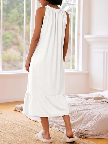 Miniatura 2 de Ekouaer Camisones largos sin mangas para mujer, con bolsillos, camisón suave para mujer