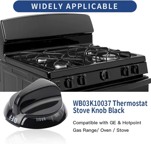 Miniatura 2 de Pomo de estufa termostato WB03K10037 negro mejorado, pieza de repuesto para horno de gama GE y Hotpoint, reemplaza AP2014849, 242683, AH225986