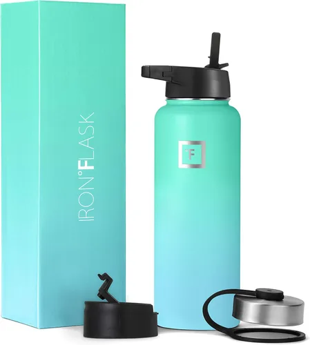 Miniatura 33 de IRON °FLASK Frasco de hidratación para acampar y senderismo con pajilla, botella de agua deportiva de acero inoxidable con aislamiento de boca Dark