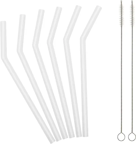 Miniatura 7 de Pajitas de silicona transparente reutilizables para niños pequeños y niños – 12 popotes flexibles para bebidas cortas de 6.6 pulgadas para vasos