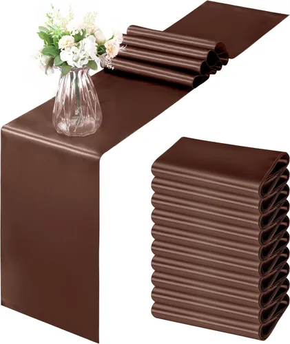 Miniatura 16 de Horbaunal - Juego de 12 caminos de mesa de satén azul claro de 12 x 108 pulgadas, caminos de mesa suaves para bodas, banquetes, fiestas de cumpleaños