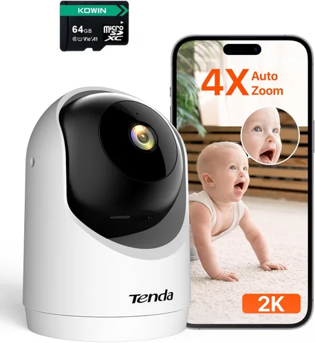 Miniatura 10 de Tenda Cámara de seguridad interior 2K para monitor de bebé, WiFi 6 para mascotas/perros, para seguridad del hogar, panorámica/inclinación de 360°