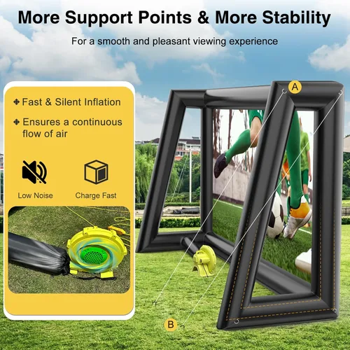 Miniatura 4 de Pantalla de Proyector Inflable, Pantalla de Película Inflable de 30 Pies para Exteriores, Diseño de Una Pieza de Fácil Instalación con Proyección
