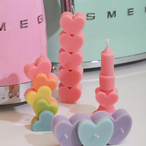 Miniatura 6 de Moldes de vela de silicona hechos a mano en forma de corazón moldes de vela de cera DIY regalos para bodas decoración del hogar (LZ446)