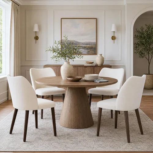 Miniatura 26 de MALOL Juego de 2 sillas de comedor, sillas laterales de cocina tapizadas de tela con patas de madera para uso en cocina y restaurante, color beige