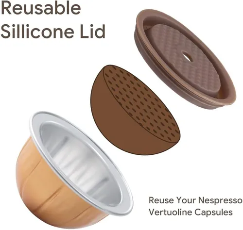 Miniatura 3 de Tapas de cápsula reutilizables Vertuo 3 piezas + cápsulas vacías Vertuo-80+150+230ml cada una 6 piezas compatibles con la máquina de café Vertuo