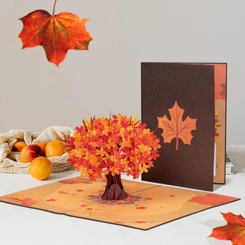 Miniatura 4 de Paper Love Tarjeta de Árbol de Otoño Tarjeta de Felicitación Desplegable 3D de Arce de Otoño para Acción de Gracias, Regalo de Anfitriona o Amigo