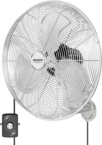 ROVSUN Ventilador industrial de pared de 18 pulgadas, ventilador de montaje en pared de alta velocidad, ajuste de 3 velocidades con controlador