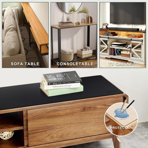Miniatura 3 de MAIDERN Cubierta de mesa estrecha de 39.4" x 7.9", tapete reversible de cuero y corcho para mesa consola, protector de mesa largo y delgado