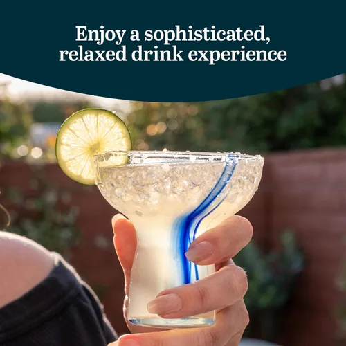 Miniatura 2 de Libbey Blue Ribbon - Juego de 6 vasos de Margarita sin tallo, de inspiración artesanal, elegantes vasos de margarita, cristalería mexicana ligera