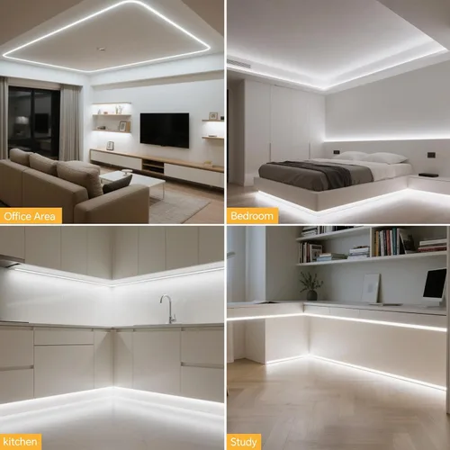 Miniatura 8 de Tira de luces LED COB de neón de 16.4 pies, 24 V, 1400 LED, sensor táctil de madera penetrable, impermeable, blanco, regulable, tira de luz de neón