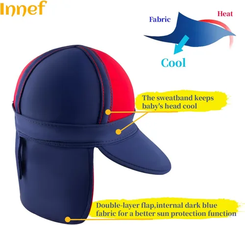 Miniatura 6 de Gifts Treat Sombrero de legionario para niños, protección solar UPF 50+, gorro de natación con solapa para niños, sombrero de sol de secado rápido