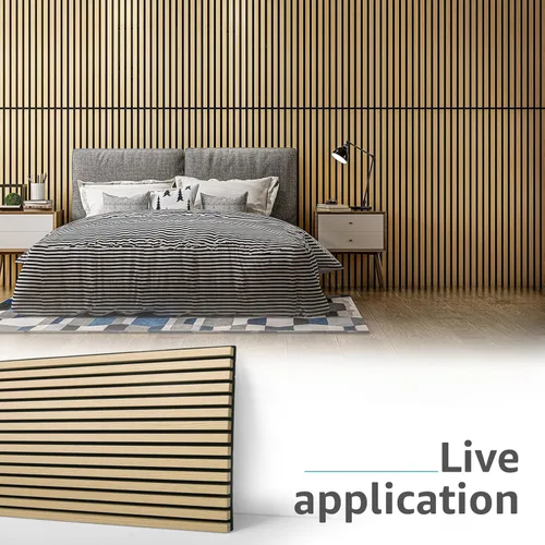 Miniatura 2 de Art3d Paquete de 4 paneles acústicos de listones de madera de 47.2 x 23.6 pulgadas para pared y techo, panel de absorción de sonido acanalado 3D