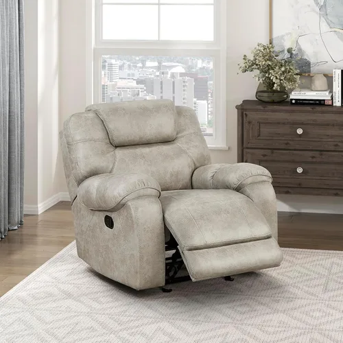 Miniatura 15 de Lexicon Juego de muebles de sala de estar de 2 piezas, juego de sofá reclinable manual de microfibra pulida con reposabrazos superior de almohada