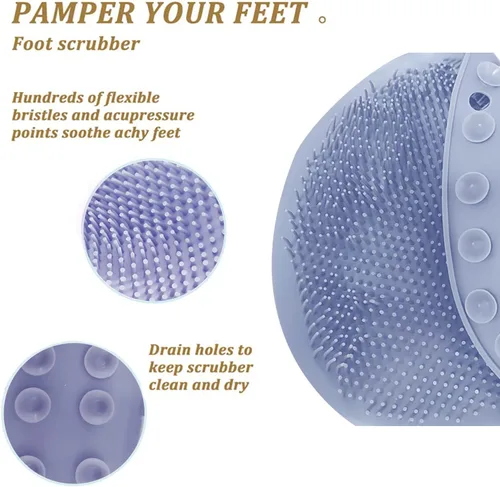 Miniatura 6 de YVPSI Limpiador de pies y espalda para ducha, almohadilla de masaje montada en la pared, cepillo de masaje de baño de silicona con ventosas para Azul