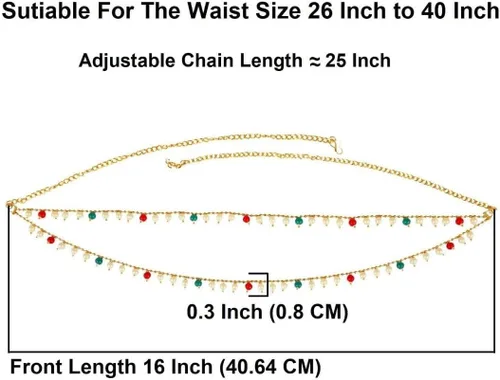 Miniatura 4 de Efulgenz Cinturón de cintura chapado en oro vintage de Bollywood indio, cadena para el vientre, joyería para el cuerpo nupcial, Cristal, No es una