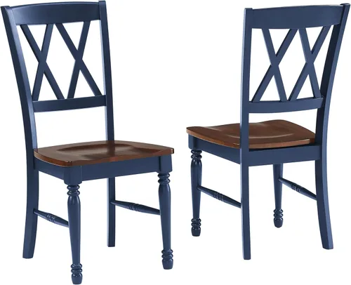 Miniatura 8 de Crosley Furniture Shelby - Juego de 4 sillas de comedor con respaldo en X de madera tradicional, sillas de cocina, color verde azulado envejecido