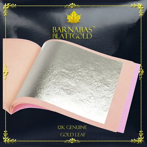 Barnabas Blattgold Hoja de oro – Oro real de 12 quilates [25 hojas, 3.1 pulgadas] – Hoja suelta para pintura, arte y manualidades