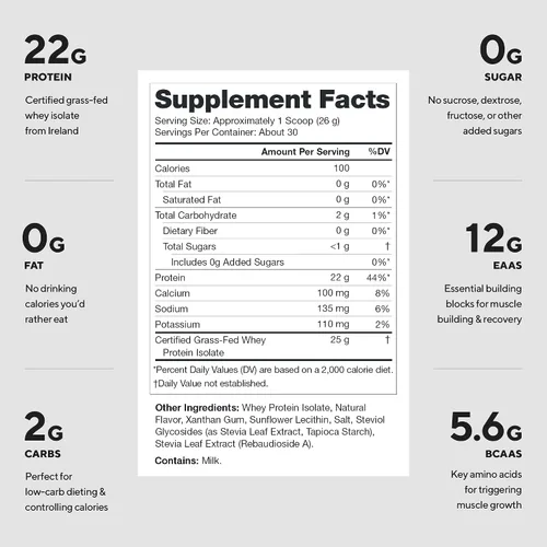 Miniatura 2 de LEGION Whey+ Proteína de suero aislada de vacas alimentadas a pasto - Polvo de proteína de suero aislado de baja caloría, sin transgénicos, sin