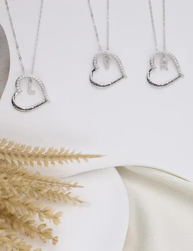 Miniatura 5 de ITS4YEO 925 Sterling Silver Infinity Heart Pendant Initial Necklaces Silver Necklace Zircon Pendant Necklaces for Women Jewelry Gift for Women Wife