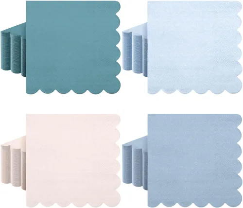 Miniatura 8 de Zhanmai 100 paquetes de servilletas de cóctel 5 x 5 pulgadas, servilletas con bordes festoneados, papel de color degradado para bebidas con bordes