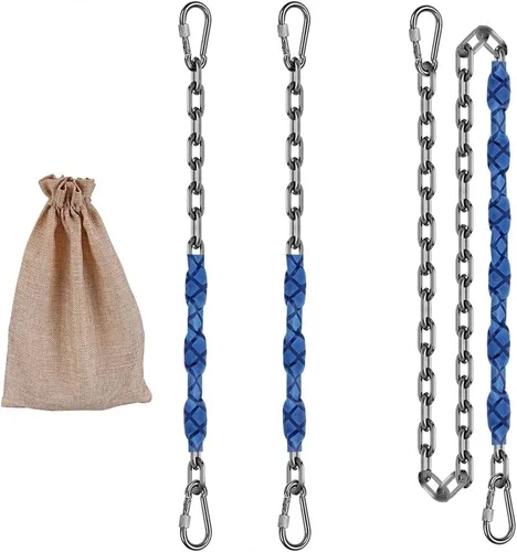 Miniatura 6 de 2 cadenas de acero inoxidable (84 pulgadas), accesorios de columpio resistentes, 4 hebillas de conexión rápida, columpios de patio
