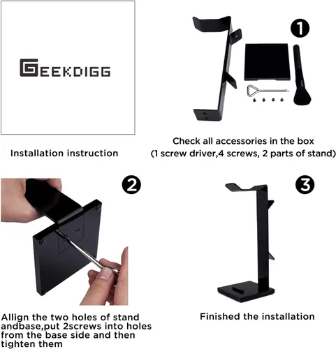 Miniatura 5 de Soporte de audífonos de acrílico GeekDigg Negro