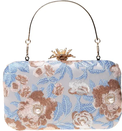 Bolso de noche con bordado floral vintage para mujer, bolso de hombro para boda, fiesta, baile de graduación