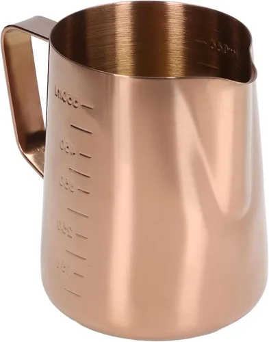 Miniatura 7 de Taza de espuma, jarra de leche de café 550ML con escala Jarra de vapor de acero inoxidable de oro rosa
