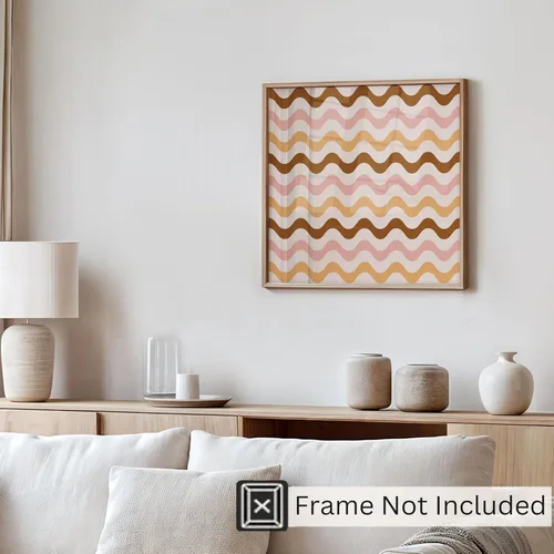 Miniatura 4 de Ethan Taylor Abstract Wall Art Prints Unframed Square Posters 'Retro 70s Hippie Chevron Pattern III' Retro Home Décor for Living Room, Bedroom