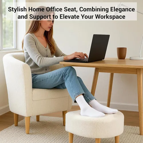 Miniatura 8 de DAZONE Silla decorativa Sherpa con otomana, sillón blanco esponjoso de barril de peluche para sala de estar acogedora, sillas pequeñas y cómodas
