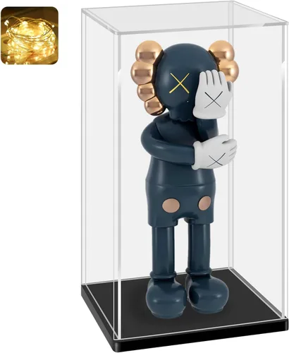 Miniatura 15 de LANSCOERY Vitrina de Acrílico, Caja de Exhibición Ensamblable para Coleccionables, con Diseño a Prueba de Polvo y Sin Costuras, Base Negra de Negro