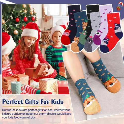 Miniatura 29 de Eocom 6 pares de calcetines de invierno cálidos de lana para niños y niñas
