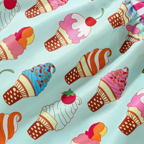 Miniatura 5 de Falda de verano para niñas pequeñas, con estampado de heladodinosaurio, sin mangas, correa sin espalda, vestido de 1 a 6 años