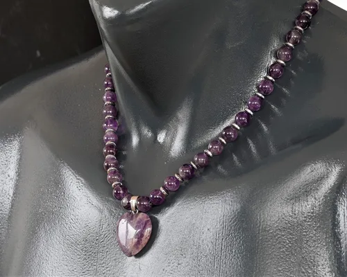 Miniatura 108 de Colgante de corazón de aventurina natural, Collar de cuentas de aventurina genuina, Collar de piedra verde, Collar de piedras preciosas, Cuentas