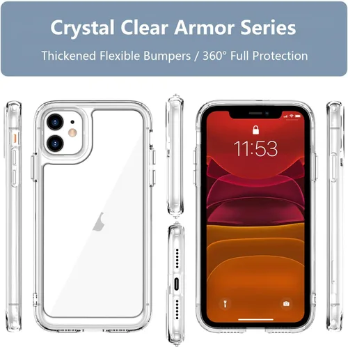 Miniatura 7 de Funda para iPhone 11: cubierta de teléfono a prueba de golpes de grado militar con protector de pantalla de vidrio templado, antiarañazos y Cristal