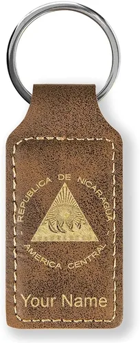 Miniatura 17 de LaserGram Llavero rectangular, bandera de Nicaragua, grabado personalizado incluido, Bambú