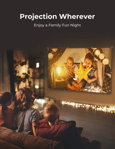 Miniatura 7 de Aurzen Pantalla de proyector de 120 pulgadas, 16:9 4K HD, plegable, antiarrugas, pantalla portátil de doble cara para cine en casa en interiores